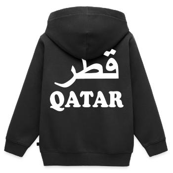 Qatar - Sweat Premium à capuche zippé enfant bio - noir - Dos - AI Model Kid Male (0cm)