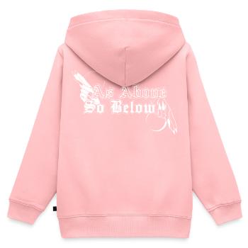 Comme en haut donc en bas, Solve et Coagula - Sweat Premium à capuche zippé enfant bio - rose - Dos - AI Model Kid Female (0cm)
