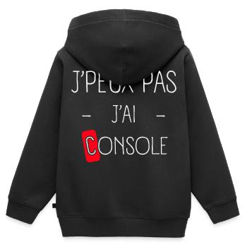 J'peux pas j'ai Console - Sweat Premium à capuche zippé enfant bio - noir - Dos - AI Model Kid Male (0cm)