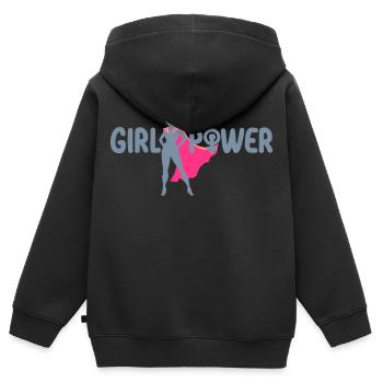 Mädchenpower Frauenpower Symbol | Farben änderbar - Kinder Premium Organic Zip Hoodie - Schwarz - Hinten - AI Model Kid Male (0cm)
