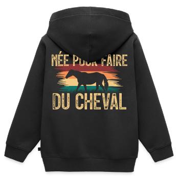 amoureuse des chevaux - cadeau Cavelier. - Sweat Premium à capuche zippé enfant bio - noir - Dos - AI Model Kid Male (0cm)