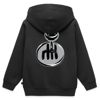 Gear shift - sport automobile - Sweat Premium à capuche zippé enfant bio - noir - Dos - AI Model Kid Male (0cm)