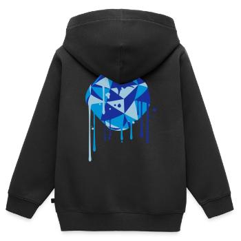 balle art spray graffiti goutte rond rond bleu - Sweat Premium à capuche zippé enfant bio - noir - Dos - AI Model Kid Male (0cm)