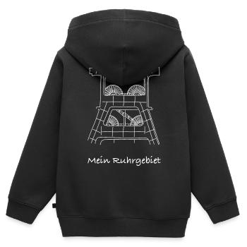 Mein Ruhrgebiet - Kinder Premium Organic Zip Hoodie - Schwarz - Hinten - AI Model Kid Male (0cm)