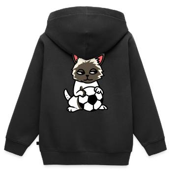 Fußball Fußballspieler Fußballverein Kinder Katze - Kinder Premium Organic Zip Hoodie - Schwarz - Hinten - AI Model Kid Male (0cm)