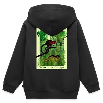 Tiere im Dschungel - Kinder Premium Organic Zip Hoodie - Schwarz - Hinten - AI Model Kid Male (0cm)