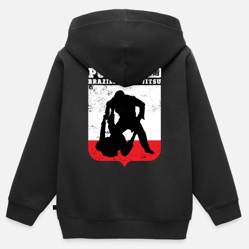 Jiu-Jitsu Brésilien Pologne - Sweat Premium à capuche zippé enfant bio - noir
