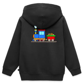 Train ferroviaire avec locomotive à vapeur - Sweat Premium à capuche zippé enfant bio - noir - Dos - AI Model Kid Male (0cm)