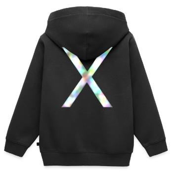 X - Arc-en-ciel - Sweat Premium à capuche zippé enfant bio - noir - Dos - AI Model Kid Male (0cm)