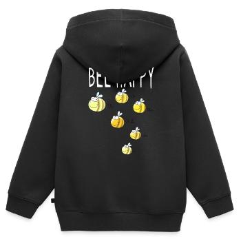 Bee Happy - Biene - Bienen - Hummel - Geschenk - Kinder Premium Organic Zip Hoodie - Schwarz - Hinten - AI Model Kid Male (0cm)