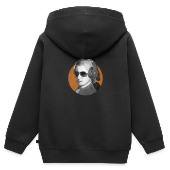 Mozart with Headphones Silent Disco Gift - Kids Premium Organic Zip-up Hoodie - black - Back - AI Model Kid Male (0cm)