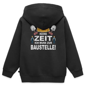 Baustelle Hausbau Arbeiten Bauen Bau Renovieren - Kinder Premium Organic Zip Hoodie - Schwarz - Hinten - AI Model Kid Male (0cm)