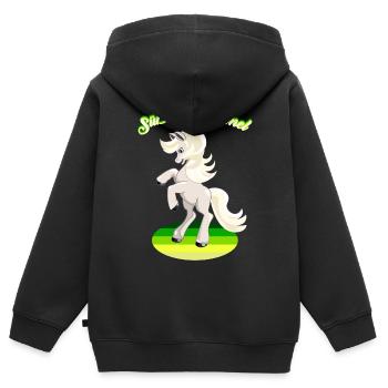 Schimmel süßes Pferd weißes Pferdchen Reiterhof - Kinder Premium Organic Zip Hoodie - Schwarz - Hinten - AI Model Kid Male (0cm)