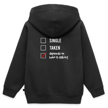 Single oder Vergeben? - Kinder Premium Organic Zip Hoodie - Schwarz - Hinten - AI Model Kid Male (0cm)
