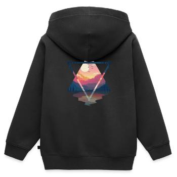 Erkunden Sie den Gipfel - Kinder Premium Organic Zip Hoodie - Schwarz - Hinten - AI Model Kid Male (0cm)