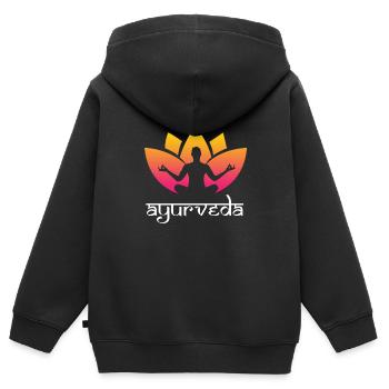 Ayurveda Traditionen - Kinder Premium Organic Zip Hoodie - Schwarz - Hinten - AI Model Kid Male (0cm)
