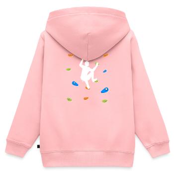 Escalader le mur - Sweat Premium à capuche zippé enfant bio - rose - Dos - AI Model Kid Female (0cm)