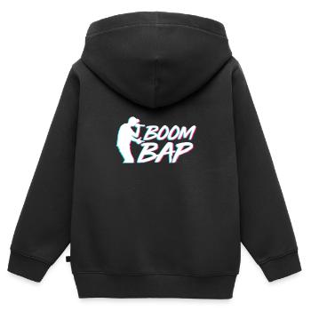 Rapper-Stil - Kinder Premium Organic Zip Hoodie - Schwarz - Hinten - AI Model Kid Male (0cm)