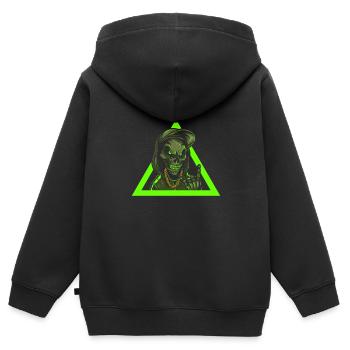 Rap freestyle - Sweat Premium à capuche zippé enfant bio - noir - Dos - AI Model Kid Male (0cm)