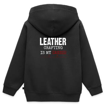 Leder Handwerk - Kinder Premium Organic Zip Hoodie - Schwarz - Hinten - AI Model Kid Male (0cm)