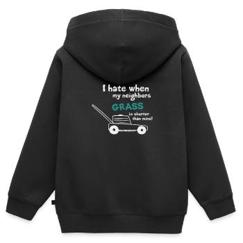 Tondre l'herbe - Sweat Premium à capuche zippé enfant bio - noir - Dos - AI Model Kid Male (0cm)