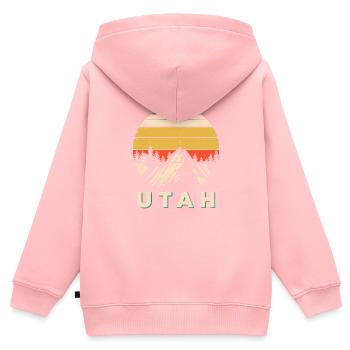 Utah - Kinder Premium Organic Zip Hoodie - Rosa - Hinten - AI Model Kid Female (0cm)