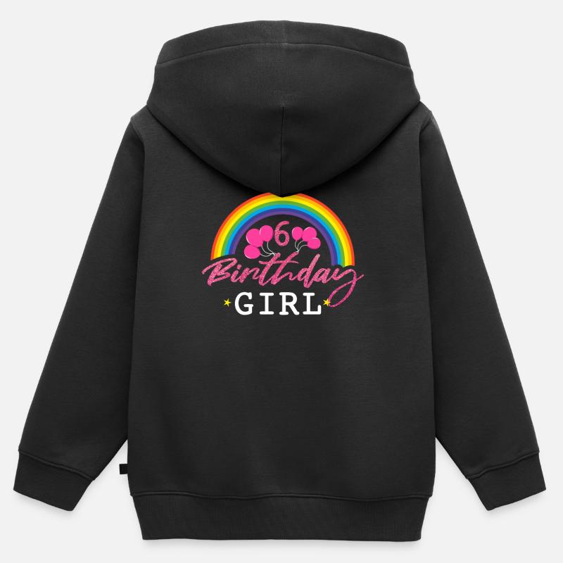 Geburtstag 6 Mädchen - Kinder Premium Organic Zip Hoodie - Schwarz