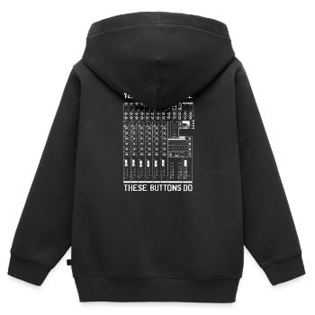 Connaître ces boutons - Sweat Premium à capuche zippé enfant bio - noir - Dos - AI Model Kid Male (0cm)