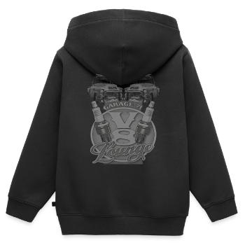 GMC Garage mit V8 Motor Lounge - Kinder Premium Organic Zip Hoodie - Schwarz - Hinten - AI Model Kid Male (0cm)
