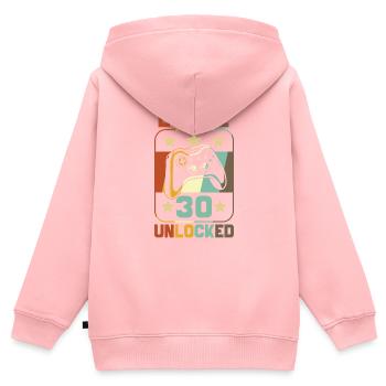 Level 30 Unlocked - Kinder Premium Organic Zip Hoodie - Rosa - Hinten - AI Model Kid Female (0cm)