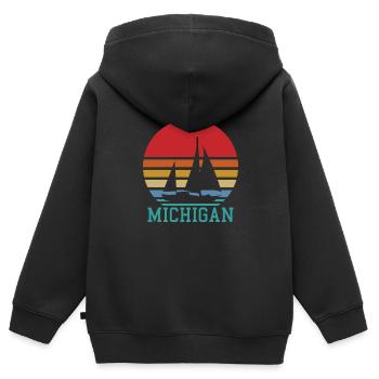 Michigan - Kinder Premium Organic Zip Hoodie - Schwarz - Hinten - AI Model Kid Male (0cm)