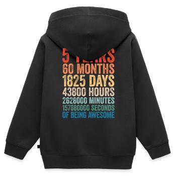 5. Geburtstag 5 Jahre Retro Geschenk Vinatge - Kinder Premium Organic Zip Hoodie - Schwarz - Hinten - AI Model Kid Male (0cm)