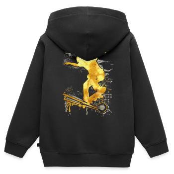 | de skate SK8R | Skateboard Grind - Sweat Premium à capuche zippé enfant bio - noir - Dos - AI Model Kid Male (0cm)