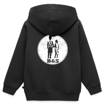 frère et soeur - Sweat Premium à capuche zippé enfant bio - noir - Dos - AI Model Kid Male (0cm)