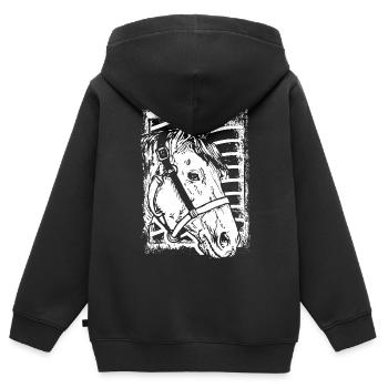 Reiten - Reiter - Pferd - Pferdekopf - Kinder Premium Organic Zip Hoodie - Schwarz - Hinten - AI Model Kid Male (0cm)