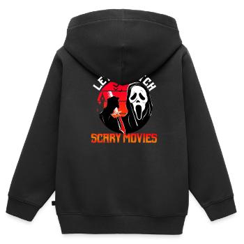 Regarder des films d'horreur - Sweat Premium à capuche zippé enfant bio - noir - Dos - AI Model Kid Male (0cm)