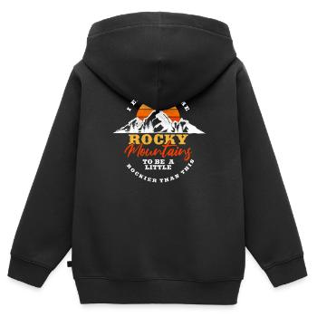 Rocky Mountains Rockier - Kinder Premium Organic Zip Hoodie - Schwarz - Hinten - AI Model Kid Male (0cm)