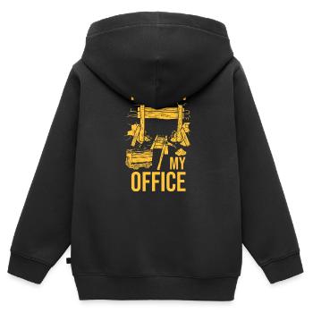 Je serai dans mon bureau - Sweat Premium à capuche zippé enfant bio - noir - Dos - AI Model Kid Male (0cm)