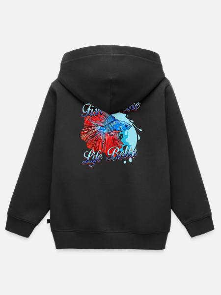 Fish Make Life Betta - Kinder Premium Organic Zip Hoodie - Schwarz