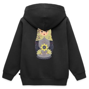Traditionelle russische Matroschka Puppe - Kinder Premium Organic Zip Hoodie - Schwarz - Hinten - AI Model Kid Male (0cm)
