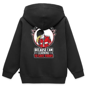 Médecin du service médical d'urgence paramédical - Sweat Premium à capuche zippé enfant bio - noir - Dos - AI Model Kid Male (0cm)