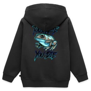 Touch me and you die | Poison Frosch Geschenkidee - Kinder Premium Organic Zip Hoodie - Schwarz - Hinten - AI Model Kid Male (0cm)