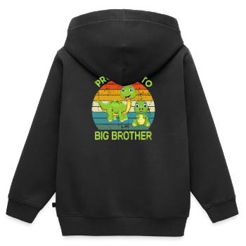 Gefördert zu big brother dinosaurier / Dino Big Bro - Kinder Premium Organic Zip Hoodie - Schwarz - Hinten - AI Model Kid Male (0cm)