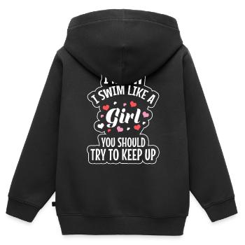 Schwimmen Sport Sport - Kinder Premium Organic Zip Hoodie - Schwarz - Hinten - AI Model Kid Male (0cm)
