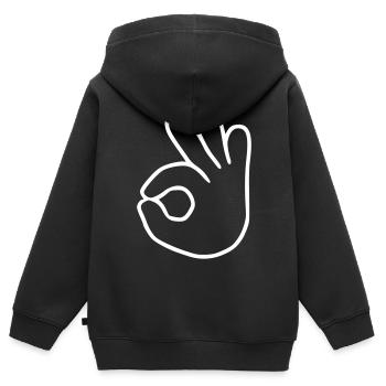 Emoji OK croquis blanc - Sweat Premium à capuche zippé enfant bio - noir - Dos - AI Model Kid Male (0cm)