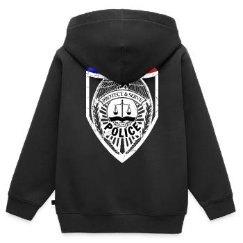 Polizist - Kinder Premium Organic Zip Hoodie - Schwarz - Hinten - AI Model Kid Male (0cm)