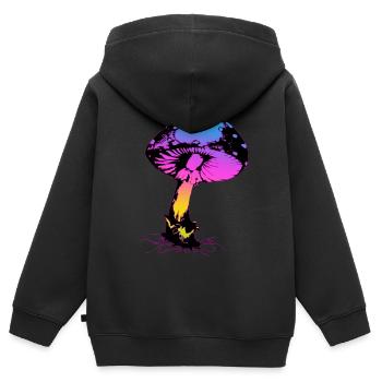 Psycho Pilz - Kinder Premium Organic Zip Hoodie - Schwarz - Hinten - AI Model Kid Male (0cm)