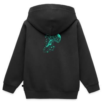 Qualle im Meer - Meeresbewohner unter Wasser - Kinder Premium Organic Zip Hoodie - Schwarz - Hinten - AI Model Kid Male (0cm)
