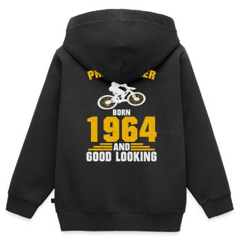 Gutaussehender Mountainbiker 1964 Geburtstag - Kinder Premium Organic Zip Hoodie - Schwarz - Hinten - AI Model Kid Male (0cm)