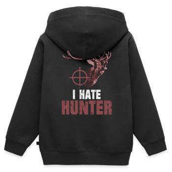 Je déteste les cerfs chasseurs de cerfs qui disent - Sweat Premium à capuche zippé enfant bio - noir - Dos - AI Model Kid Male (0cm)